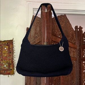 The Sak Navy Crochet Shoulder Bag Small 90s